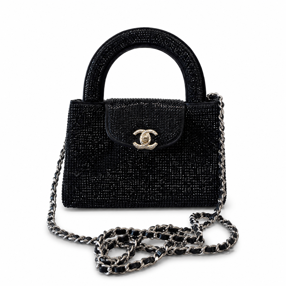 Chanel Black Rhinestone Top Handle Bag