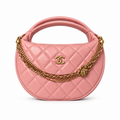 Chanel Rose Quilted Crescent Top-Handle Bag