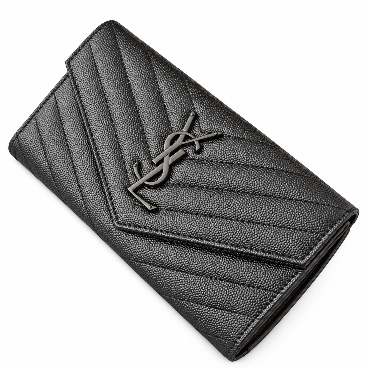YSL Saint Laurent Monogram Large Flap Wallet Black