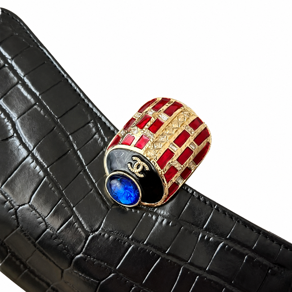 Chanel Black Croc-Embossed Clutch Bag
