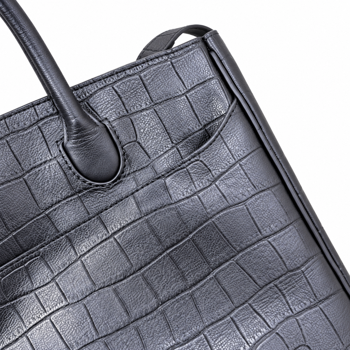 Burberry Croc-Effect Tote with Shoulder Strap