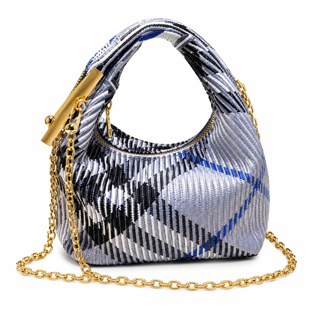 Burberry Grey Woven Chain Shoulder Bag