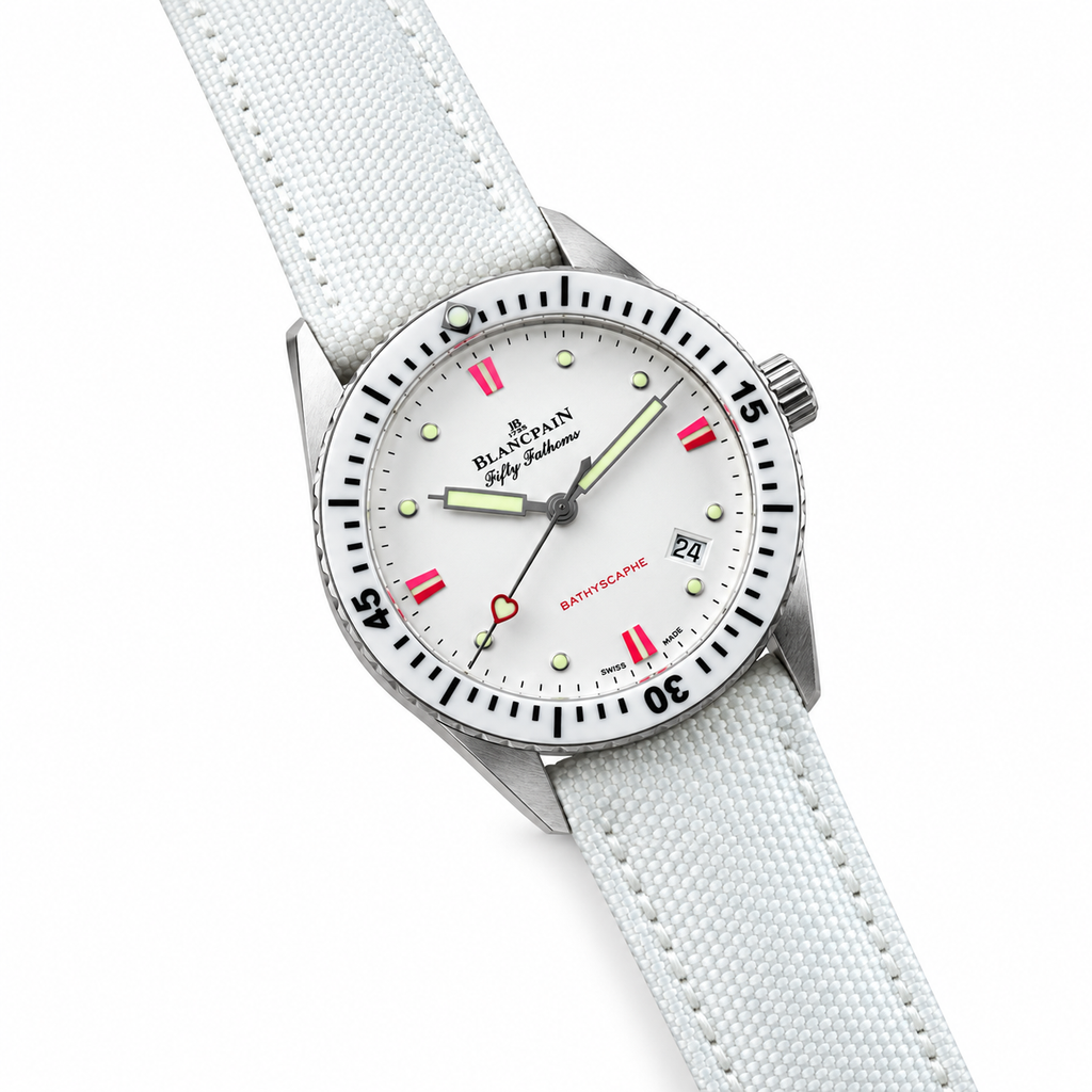 Blancpain Fifty Fathoms Bathyscaphe Heart White Dial Watch