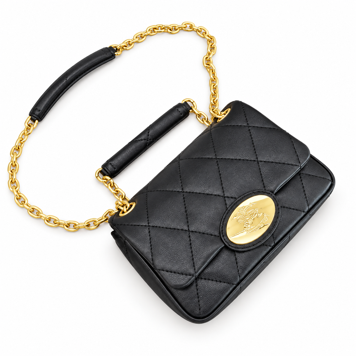 Burberry Black Quilted Chain Shoulder Bag
