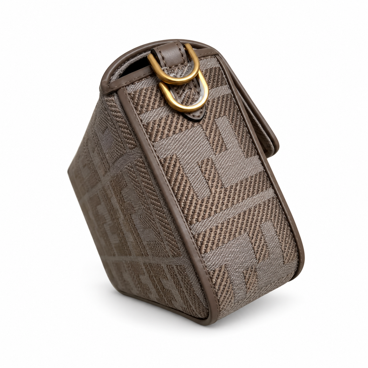 Fendi FF Shoulder Bag – Jacquard Canvas & Leather Trim, Flap Closure, 26cm